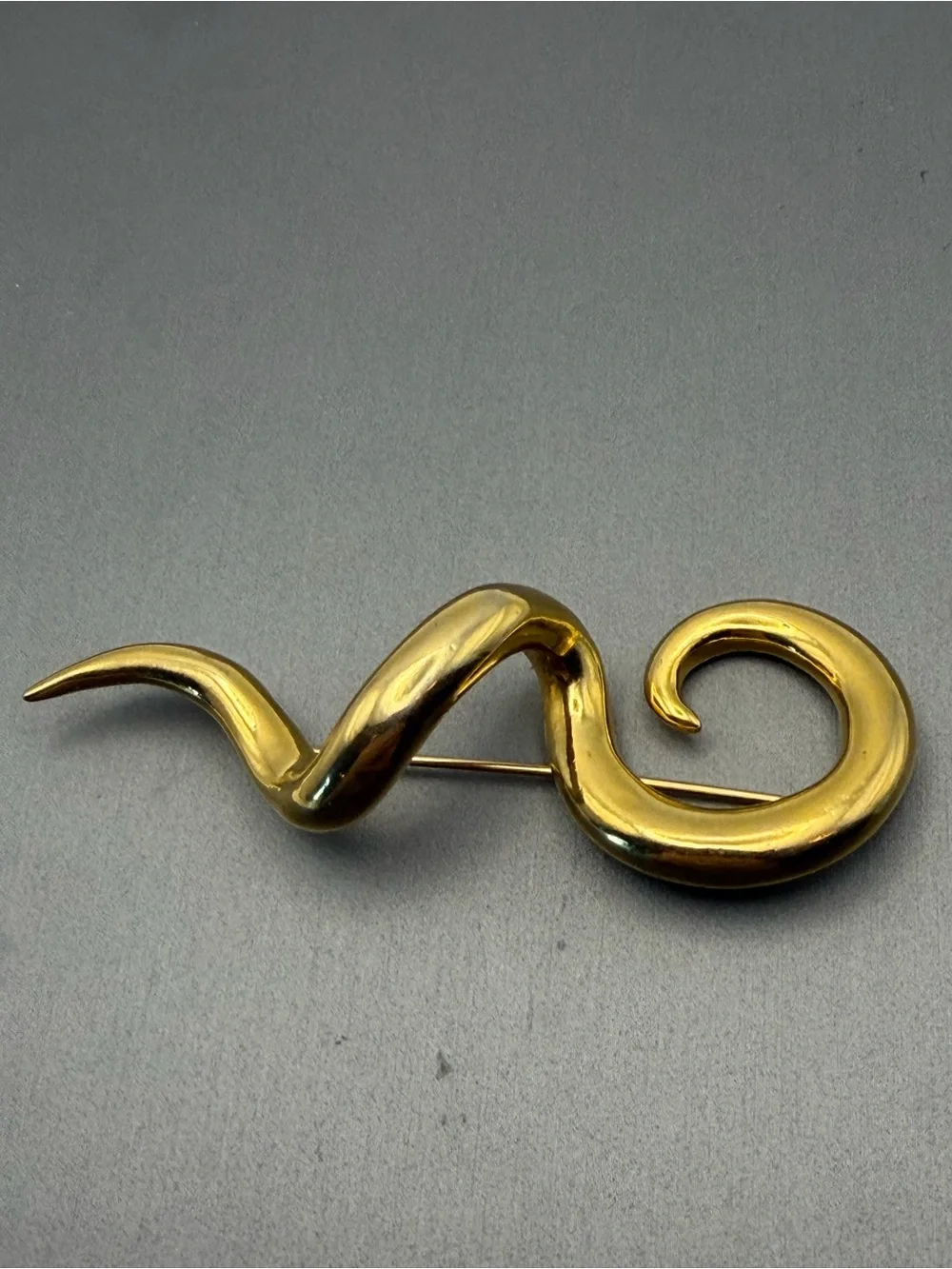 Gold-tone Serpent Abstract Brooch Pin